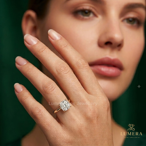 Anillo de compromiso solitario con diamante brillante cultivado en laboratorio, engaste de cuatro puntas, banda de oro macizo elegante, engaste tipo catedral, certificado IGI - Product Image 4