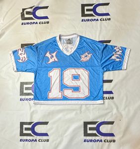 เสื้อเจอร์ซีย์อเมริกันแบบสั่งทำพิเศษ ทรงโอเวอร์ไซส์ ผ้าถักตาข่าย คอวี ทรงครอป ทรงบ็อกซี่ สำหรับผู้ชาย - Product Image 1
