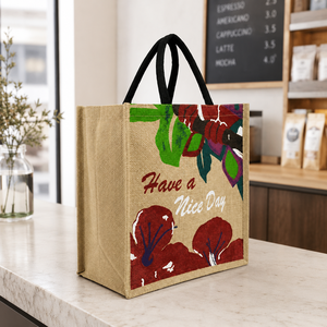 Bolsa de Yute Natural Laminada con Impresión Personalizada, 32x34x20 cm, Ecológica, Reutilizable, para Compras, Regalo Promocional, Venta al Por Mayor, OEM - Product Image 5