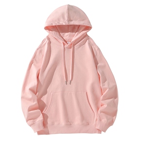 Sudadera con Capucha Blanca de Algodón para Hombre, Corte Holgado, Estilo Casual, Color Sólido, Bolsillo Frontal, Felpa Francesa, Mezcla de Algodón Básico - Product Image 4