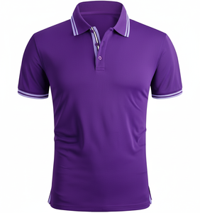 Men's Blue Short Sleeve <b>Polo</b> <b>Shirt</b> With <b>Yellow</b> Trim Casual Knitted Solid Color Design Regular Fit - Product Image 2