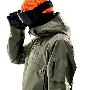 Chaqueta de Esquí con Capucha para Hombre, Impermeable, Transpirable, con Aislamiento Sintético, Cierre de Cremallera, Color Verde Oliva, Ropa para Exteriores - Product Image 5