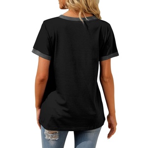 Camiseta de Cuello en V para Mujer, Color Sólido, 100% Algodón Premium, Ecológica, Transpirable, Informal, Cómoda para el Día a Día, Diseño Moderno - Product Image 6