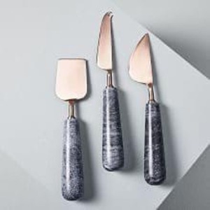 Rose Gold Stainless Steel <b>Cheese</b> <b>Knives</b> <b>Set</b> (3 Piece) Marble Handle Charcuterie Spreader Tableware Wholesale for Custom Decor - Product Image 1
