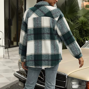 Camisas a Cuadros Personalizadas de Moda, Blusas de Franela Bordadas Casuales de Manga Larga para Mujer - Product Image 4