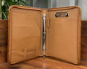 Professional Custom Top Quality Suede Hand Tooled Cowhide Leather Business <b>Portfolio</b> Bag File Folder <b>A4</b> Document Folder Binders - Product Image 6