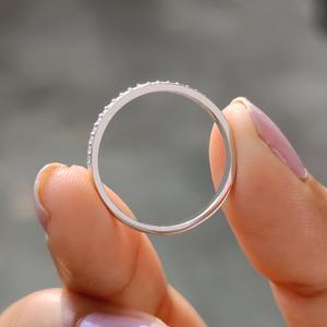 แหวนแต่งงานเพชรทรงกลมขนาดเล็ก 0.25-0.50 กะรัต เพชรเลี้ยงในห้องปฏิบัติการ สำหรับผู้หญิง ทอง 10K/14K/18K / ทองคำขาว PT950 / เงินแท้ S925 - Product Image 3