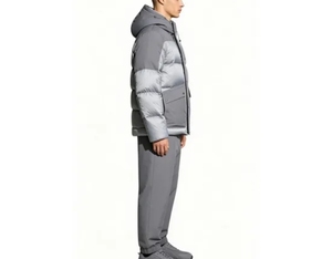 Veste d'hiver pour homme, personnalisée, courte, à capuche, en duvet, avec tissu imperméable et coupe-vent mélangé - Product Image 5