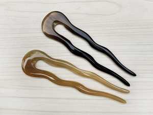 Nouvelle Épingle à Cheveux Moderne en Corne de Buffle Polie, Écologique et Naturelle, Art Populaire, 2 Dents, Faite à la Main, Sculptée, Accessoire de Décoration de Mariage, Cadeau - Product Image 3