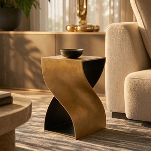 Mesa de Centro Moderna de Diseño Contemporáneo con Base Metálica Decorativa para Sala de Estar - Product Image 1