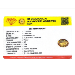 Natural Citrine Loose Gemstone 9.25 Carat Certified Fine Quality Rough Stone - Product Image 4