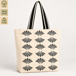 Natural Off-White Cotton Canvas Mandela Print Tote <b>Bag</b> 40x40x15cm Custom Logo Wholesale OEM Private Label Bulk SNCH163N3 Premium - Product Image 4