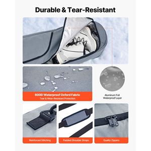600D Waterproof Oxford Fabric Snowboard Bag for Air Travel Adjustabl Padded <b>Skis</b> Snowboards Bag up to 65 In/165 cm - Product Image 3