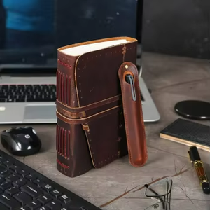 Vintage Antique Deckle Edge Hardcover Leather Thermal Folded Leaflet 160P Travel Pocket Journal Pen Men Women Grimoire Gift - Product Image 3