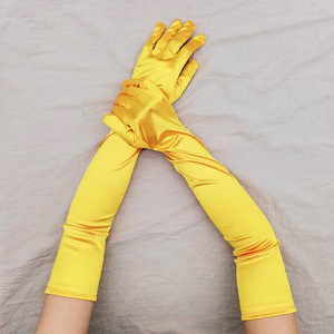 Gants longs en satin de 55 cm pour femmes et jeunes filles, élégants, personnalisés, blancs, verts, noirs, violets, pour événements, danse, mariage, opéra - Vente en gros - Product Image 2