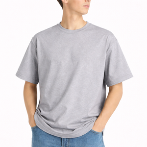 T-shirt en coton tricoté personnalisé avec logo pour homme, col rond, grande taille, pour le sport et la gym - Product Image 1