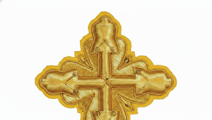 Golden Embroidered Cross Patch <b>Sew</b>-On Badge Classical Style Fabric Applique for Garment - Product Image 2