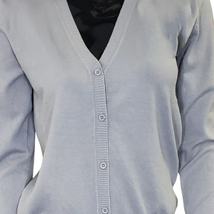 Zeta <b>Grey</b> Mink V-Neck Buttoned Long Knit <b>Cardigan</b> <b>Women's</b> Autumn Winter Casual Wear Fashion Style Sweater Coat Outwear Top Trend - Product Image 4