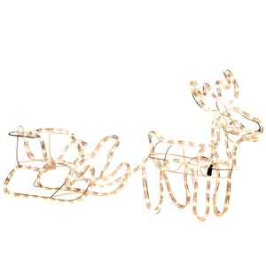 Decorazione Natalizia LED Renna con Slitta, 35 Luci Bianco Caldo, Struttura in Acciaio per Interni ed Esterni, Alimentazione AC - Product Image 1