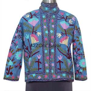 Blouson Bomber à Motif Floral Vintage 100% Coton Écologique Respirant Séchage Rapide Broderie Machine Design Dessiné à la Main - Product Image 5