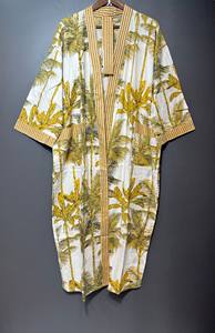 Kimono Ligero de Verano y Primavera, Hecho a Mano, con Estampado de Aves, Cuello en V, Largo, de Secado Rápido, Estilo Boho, para Playa o Descanso - Product Image 2