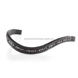 Diseño personalizado clásico, 1 Fila de cristales, diamantes de imitación decorativos, canal vacío, banda para cejas de caballo de cuero acolchado en mazorca completa - Product Image 2