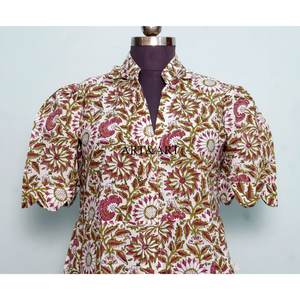 Women's Pure Cotton Kangura Midi Dress Hand Block Floral Printed Cute Daily Style Casual Party <b>Wear</b> Solid Sweet Style Natural - Product Image 2