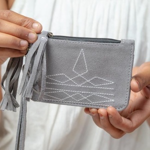 Venta caliente Mini mujer bota Stitch 100% cuero genuino cremallera pequeño monedero cremallera tarjetero carteras pequeñas cremallera dinero bolsa - Product Image 4