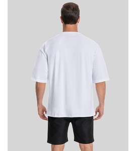 T-shirt décontracté surdimensionné à manches courtes en coton tricoté 100 % pour hommes, respirant, séchage rapide, écologique, design personnalisable, vente en gros - Product Image 4