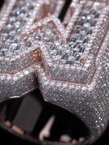 Anillo de Moda Hip Hop con Diamantes Redondos VVS, Certificado GRA, Plata 925, Hecho a Mano, Anillo Baguette, Joyas HUMERA - Product Image 4