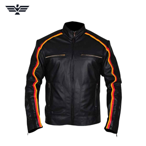 Chaqueta de Motociclista Bomber de Cuero Genuino Negro para Hombre, Marca EMPIRE TREND WEARS, Ecológica, con Cuello Alto y Cierre de Cremallera - Product Image 5