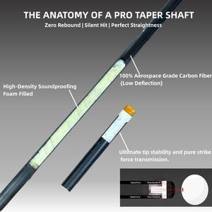 Manche de queue de billard en fibre de carbone OEM personnalisé 12,5 mm, profil conique professionnel, remplissage en mousse, faible déflection, avec embout Uni-loc radial - Product Image 3