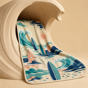 Manta Personalizada con Estampado, Diseño de Surf, Tenis, Bombero, Castillo, Pingüino, Sublimación, Franela, Felpa, Poliéster - Product Image 4