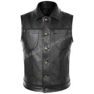 Gilet en cuir personnalisable pour homme, respirant, séchage rapide, style classique hiver, veste sans manches pour moto, style urbain, couleurs personnalisées - Product Image 1