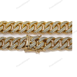 Chaîne cubaine plaquée or 12 mm, 19 pouces, en argent sterling 925, chaîne fine, bijou de luxe Miami, style hip-hop, épaisse et imposante - Product Image 4