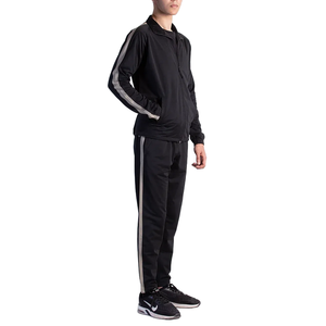 Ensemble de survêtement noir pour homme, col montant zippé, style sportif, séchage rapide, polyester, pour l'automne, coupe classique, poches latérales - Product Image 6