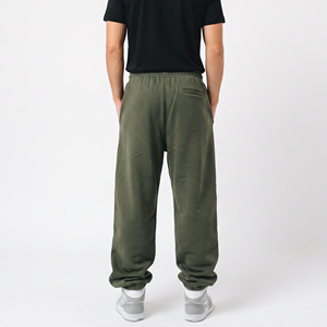 Pantalon de survêtement ample en molleton premium pour homme, taille mi-haute avec cordon de serrage, coupe décontractée, style streetwear hiver, 100 % coton - Product Image 2