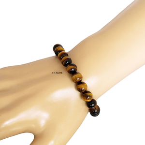 ขายส่งกำไลข้อมือยางยืดทำมือประดับลูกปัดอาเกตคริสตัลขนาด 8 มม. เครื่องประดับหินนิวเอจ - Product Image 4