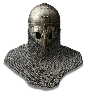 Casco Vikingo con Cadena Plateada, Casco Medieval Usable, Utilizado por los Vikingos - Product Image 1