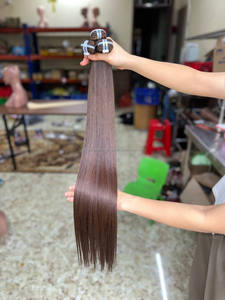 Extensiones de Cabello Humano Vietnamita Liso Natural, Trama Doble a Máquina, Puntas Gruesas, Color Marrón, 100 Gramos - Product Image 1