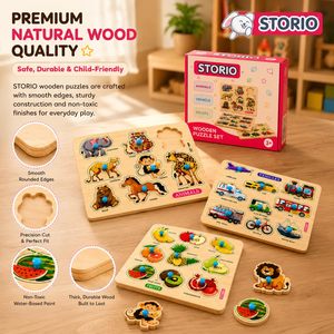 Rompecabezas de madera con animales, vehículos y frutas con perillas, juguete clásico para niños pequeños - Product Image 4