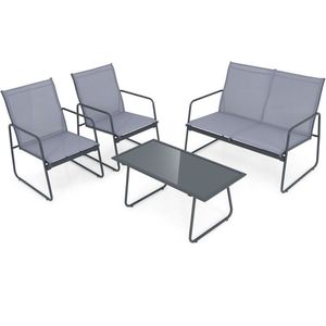 Set Chat di mobili da giardino in metallo da 4 pezzi con tavolino in vetro temperato - Product Image 5