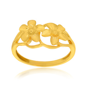Anillo de Lujo Chapado en Oro con Doble Flor para Mujer, Elegante Joyería Floral de Moda - Regalo para Aniversario o Fiesta - Product Image 1