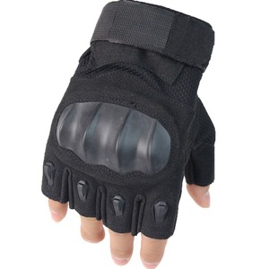 Gants de sport demi-doigts noirs en PU avec fermeture auto-agrippante unisexe pour l'entraînement de fitness estival et la protection - Product Image 1