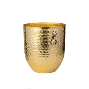 Pot de fleurs en métal doré martelé avec anneau décoratif, support pour plantes d'intérieur, décoration maison et jardin - Product Image 6