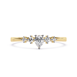 Anillo de Compromiso de Oro Amarillo de 14k con Diamante Corte Pera para Mujer, con Piedras Laterales Redondas, Estilo Clásico, para Regalo de Aniversario - Product Image 2