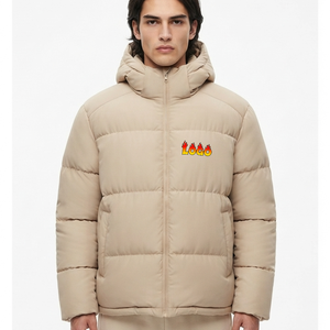 Blouson matelassé à capuche beige pour homme, très tendance, chaud et épais, en duvet, avec fermeture éclair, manteau décontracté d'extérieur, collection hiver 2026 - Product Image 4