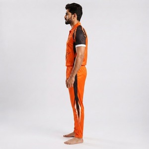 Uniforme de Cricket Naranja y Negro para Hombre con Diseño de Rayas Diagonales, Ropa Deportiva Transpirable de Poliéster, Precio al por Mayor - Product Image 3