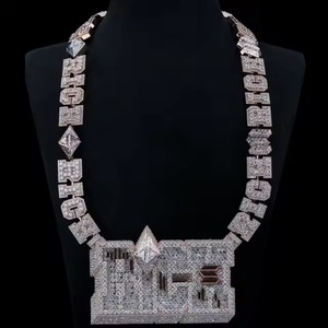 Pendentif Lettre Initiale Personnalisé en Moissanite Plaqué Or Certifié GRA, Style Hip Hop, Diamant Baguette Glacé, Bijoux Fins pour Homme - Product Image 1