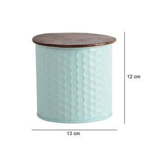 Contenants de stockage alimentaire en métal, forme cylindrique, avec couvercle en bois, hermétiques, préservation de la fraîcheur, utilisation en cuisine, design minimaliste - Product Image 6